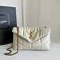 YSL Loulou Puffer Toy Quilted Lambskin Shoulder Crossbody Bag with Chain Strap White (23 x 15.5 x 8.5) cm