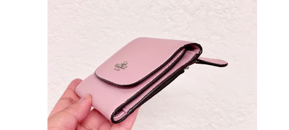 Coach Leather Small Wallet In Pink