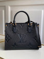 LV OnTheGo PM Monogram Empreinte Leather Tote Handle Bag with Black Leather Trim