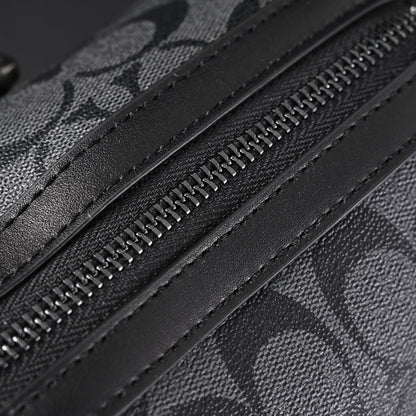 Coach Signature Duffel Bag – Black Monogram Canvas with Leather Trim