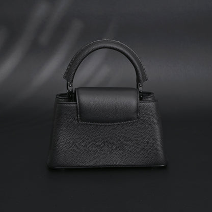 Louis Vuitton Black Grain Leather Mini Top Handle Bag With Chain Strap