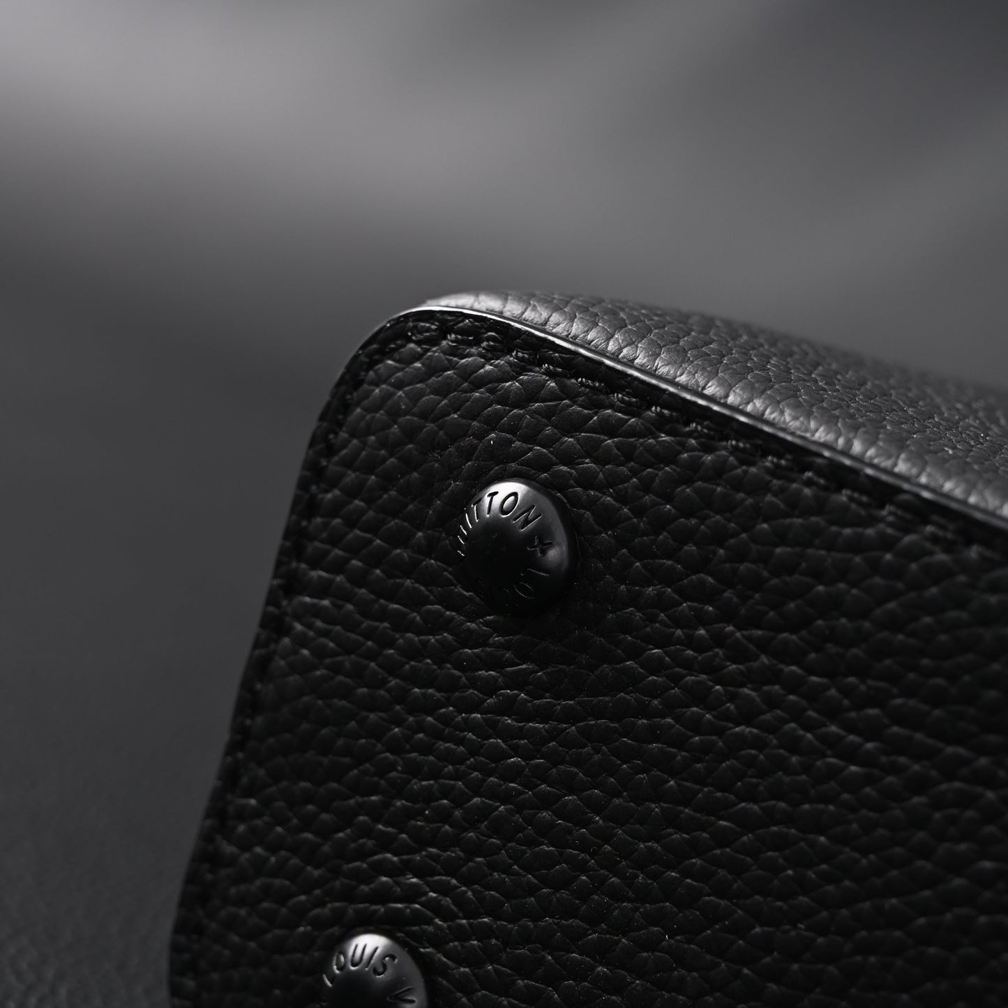 Louis Vuitton Black Grain Leather Mini Top Handle Bag With Chain Strap