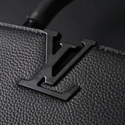 Louis Vuitton Black Grain Leather Mini Top Handle Bag With Chain Strap