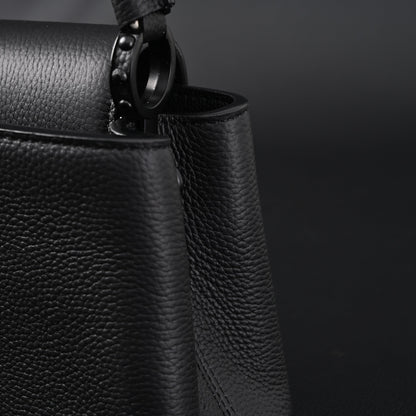 Louis Vuitton Black Grain Leather Mini Top Handle Bag With Chain Strap