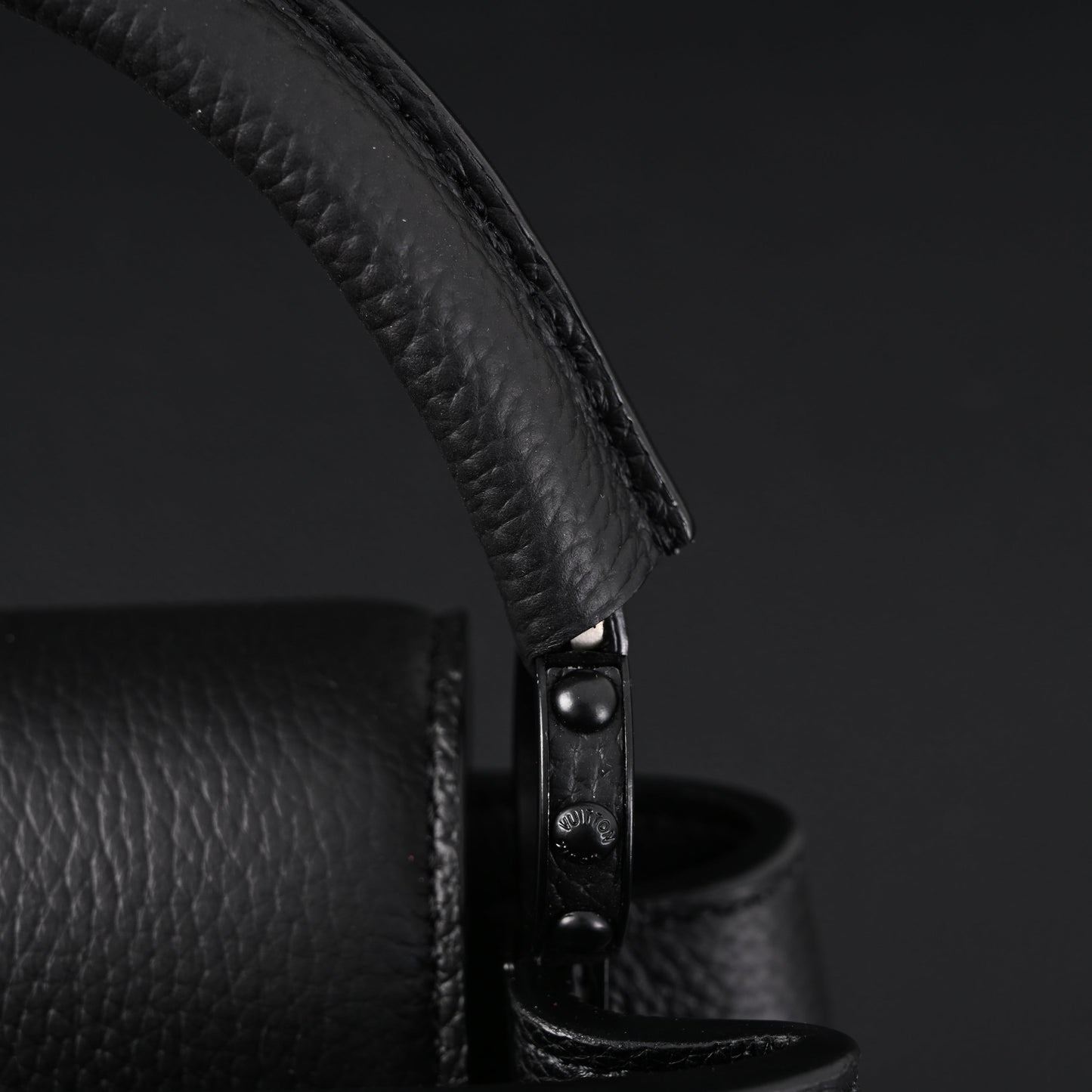 Louis Vuitton Black Grain Leather Mini Top Handle Bag With Chain Strap