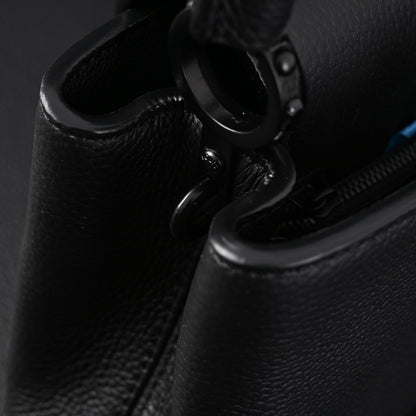 Louis Vuitton Black Grain Leather Mini Top Handle Bag With Chain Strap