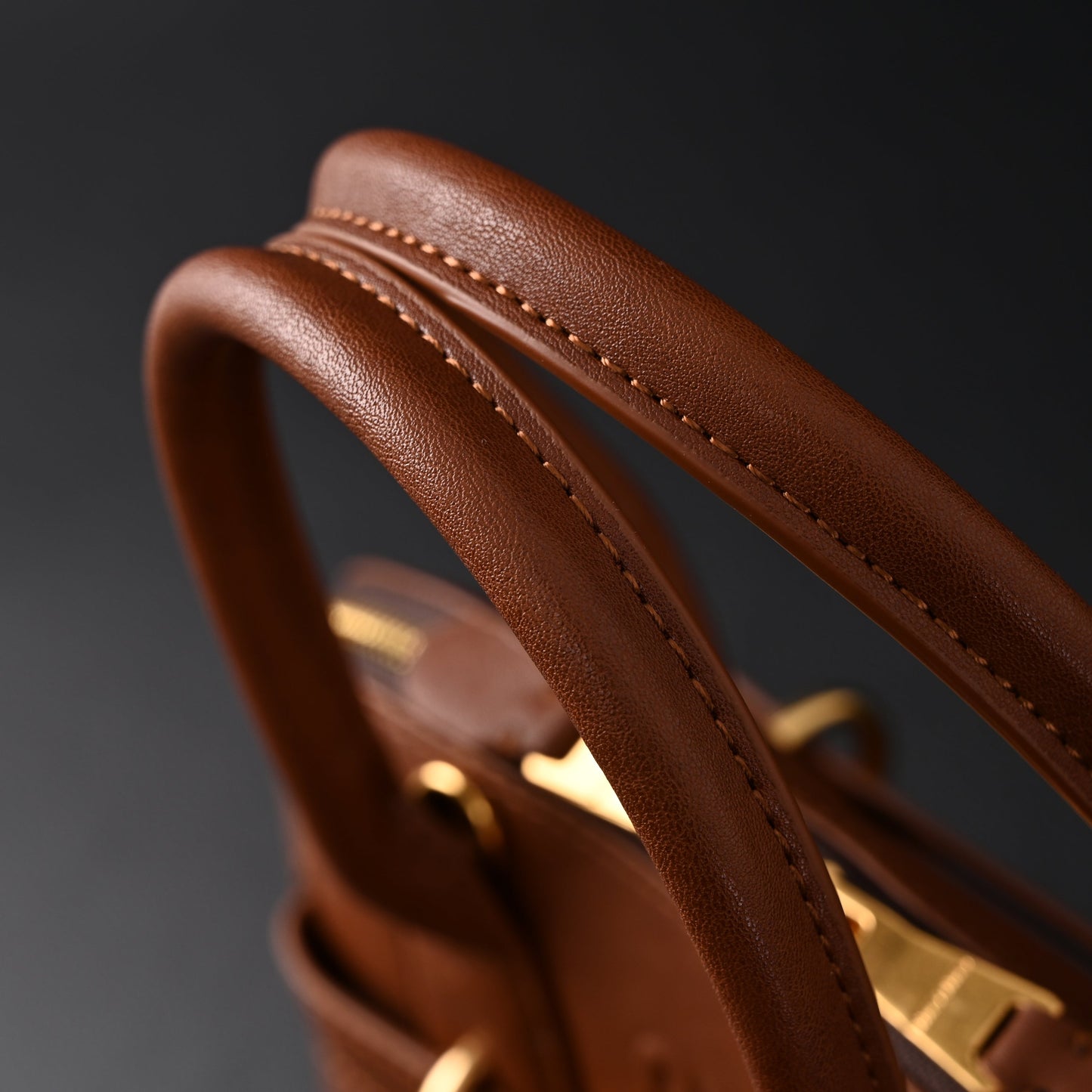 Miu Miu Leather Bowler Top Handle Bag Cognac