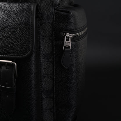 Coach Men’s Leather Backpack – Black Signature Canvas