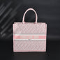 Dior Book Tote Oblique Embroidered Canvas Bag – Large Pink