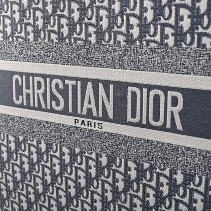 Christian Dior Large Book Tote – Grey Oblique Embroidery