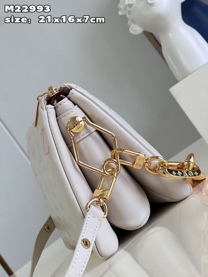 LV Coussin BB Monogram Canvas Shoulder Crossbody Bag with Chain Strap and Milkway Pastel Colors (20 x 16 x 7) cm
