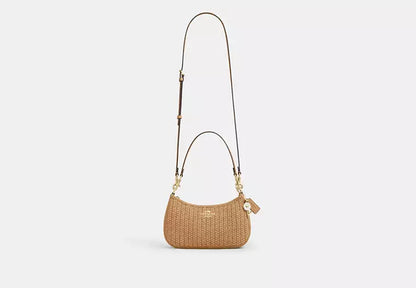 Coach Straw Teri Shoulder Bag With Charm