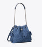 Tory Burch CHARLIE QUILTED DENIM DRAWSTRING SHOULDER BAG