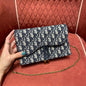 Dior Saddle Pouch Blue Dior Oblique Jacquard - 22 x 14.5 x 4.5 cm