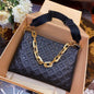 LV Coussin MM Monogram Empreinte Leather Shoulder Crossbody Bag with Black Quilted Exterior and Gold Chain Strap