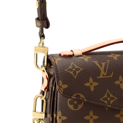 LV Pochette Métis East West Monogram Canvas Handle Crossbody Bag with Chain Strap and Leather Trim (21.5 x 13.5 x 6) cm